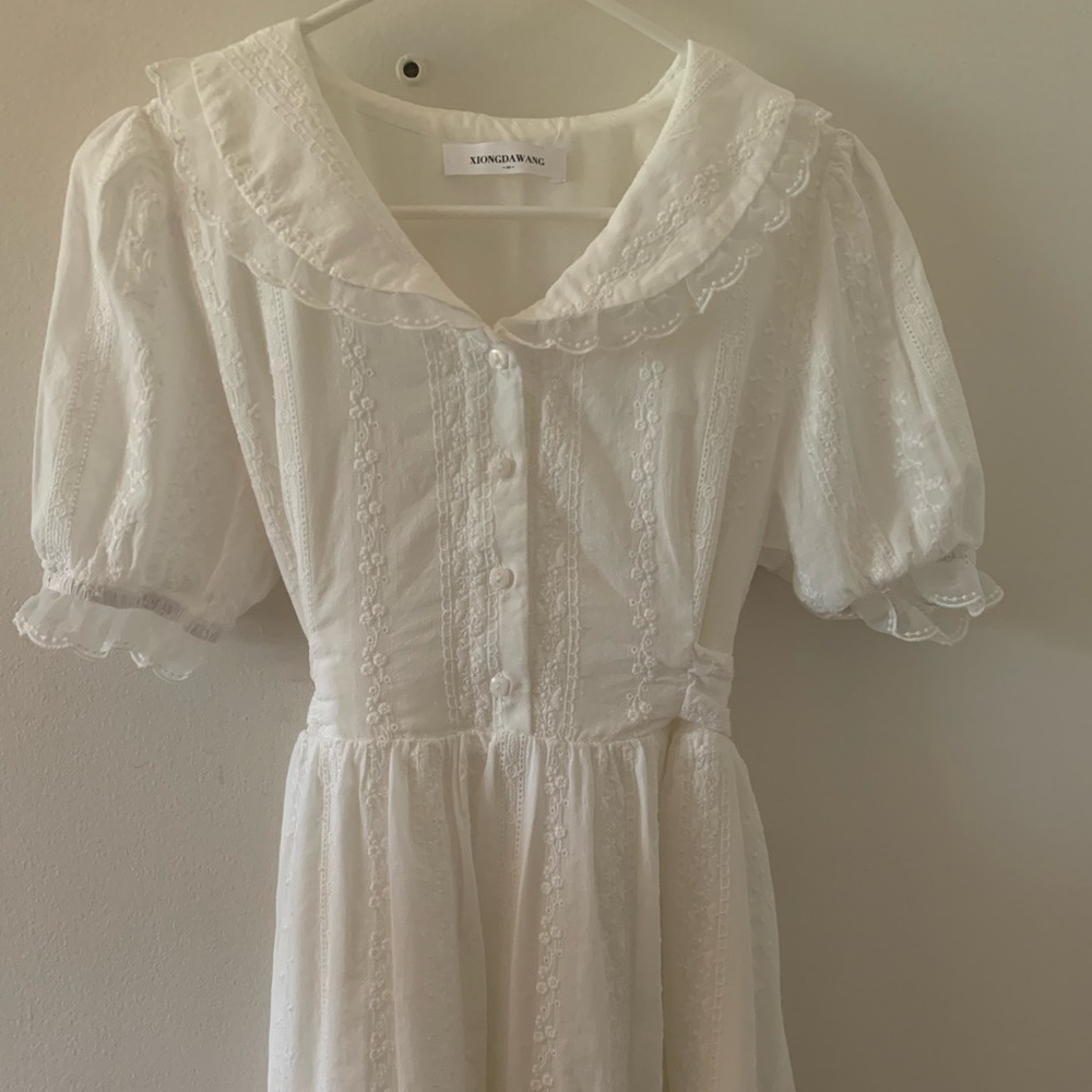 Women’s XIONGDA WANG White Lace Button-Up Dress size extra small